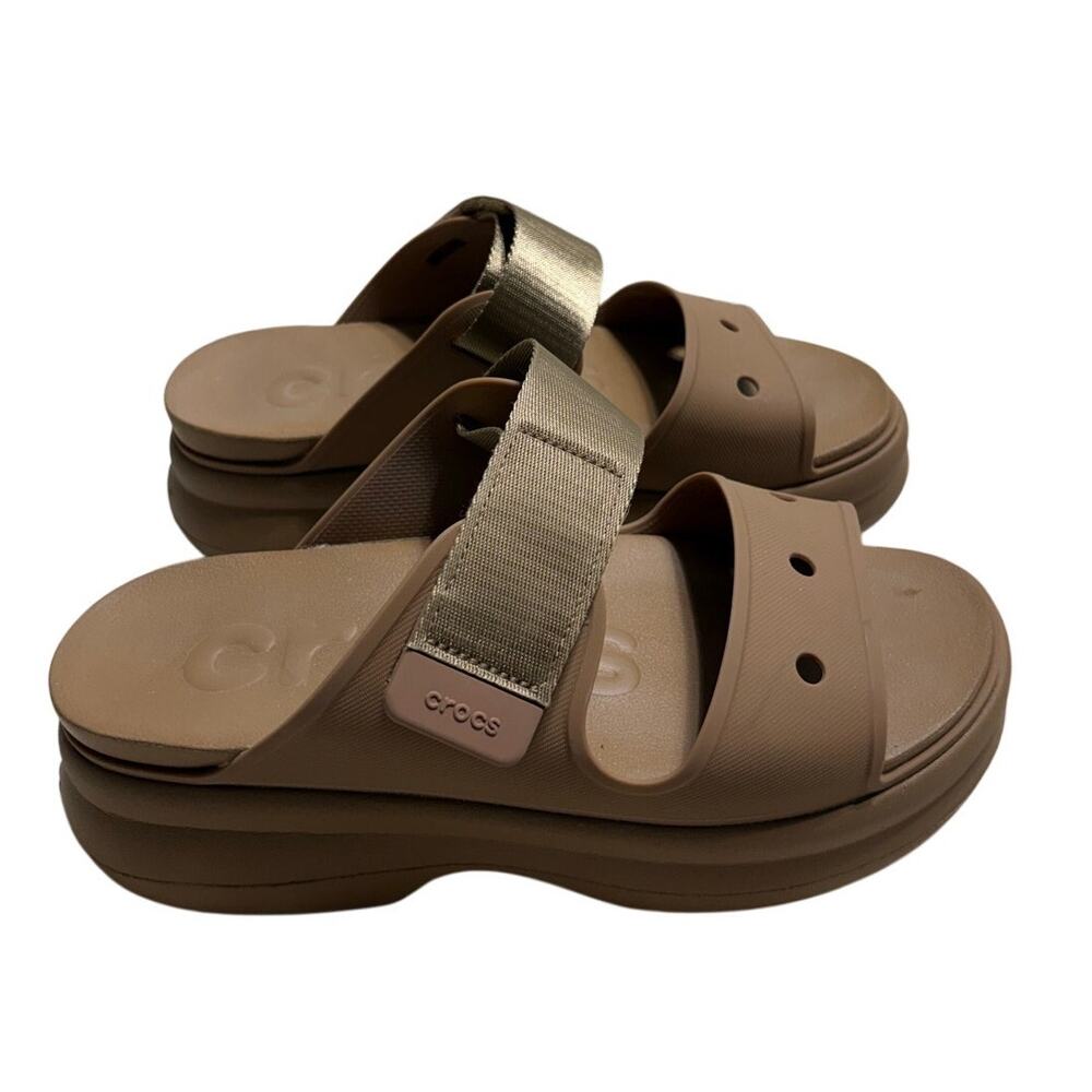 Crocs Soho Two-Strap Platform Sandals Women's Size 10 Sepia Adjustable Strap